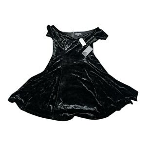 Kendall‎ & Kylie Dress Womens Large Black Velvet Off Shoulder Skater PacSun